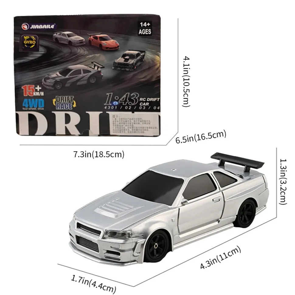 1/43 Scale 2.4G 4WD Full-proportion RC Electric Mini Racing Drift Car Model