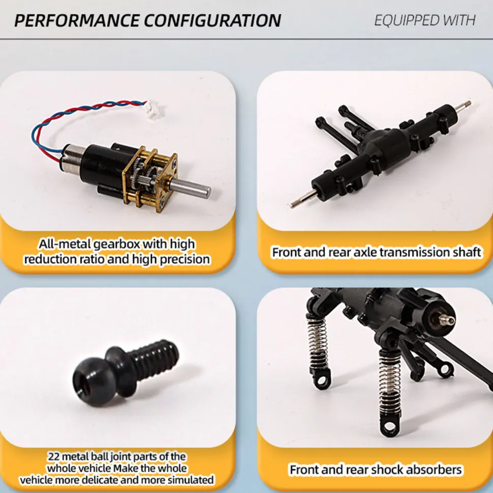 1/36 Scale 2.4G 4WD Proportional RC Off-Road Car – LED Lights, Long Battery Life