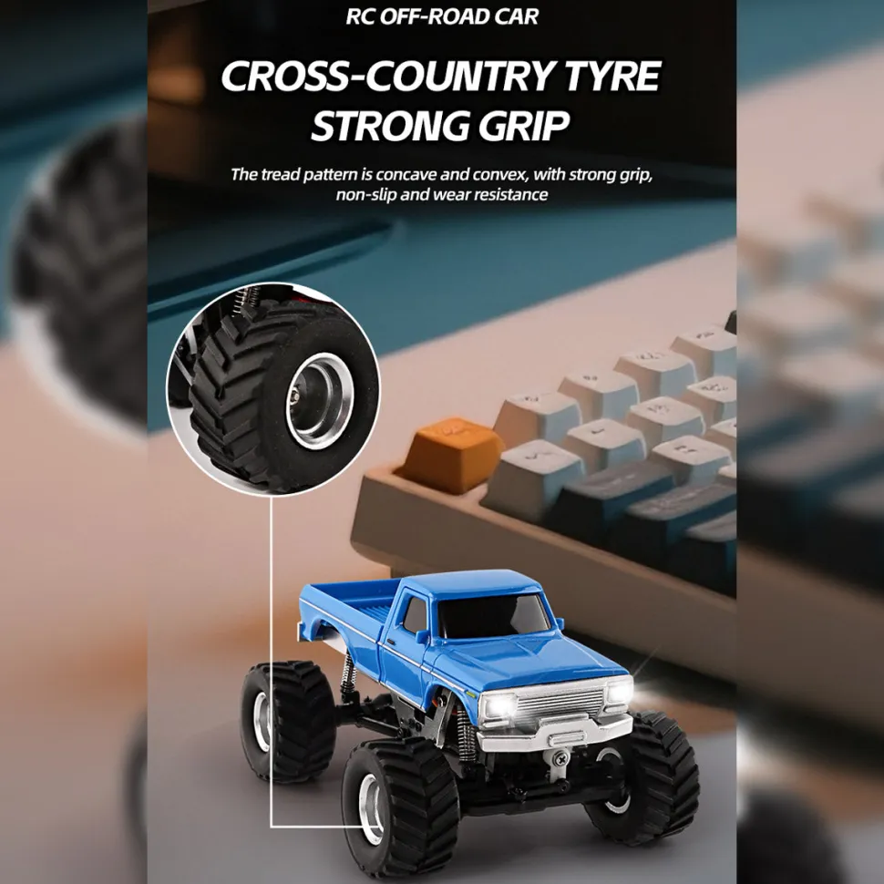 1/36 Scale 2.4G 4WD Proportional RC Off-Road Car – LED Lights, Long Battery Life
