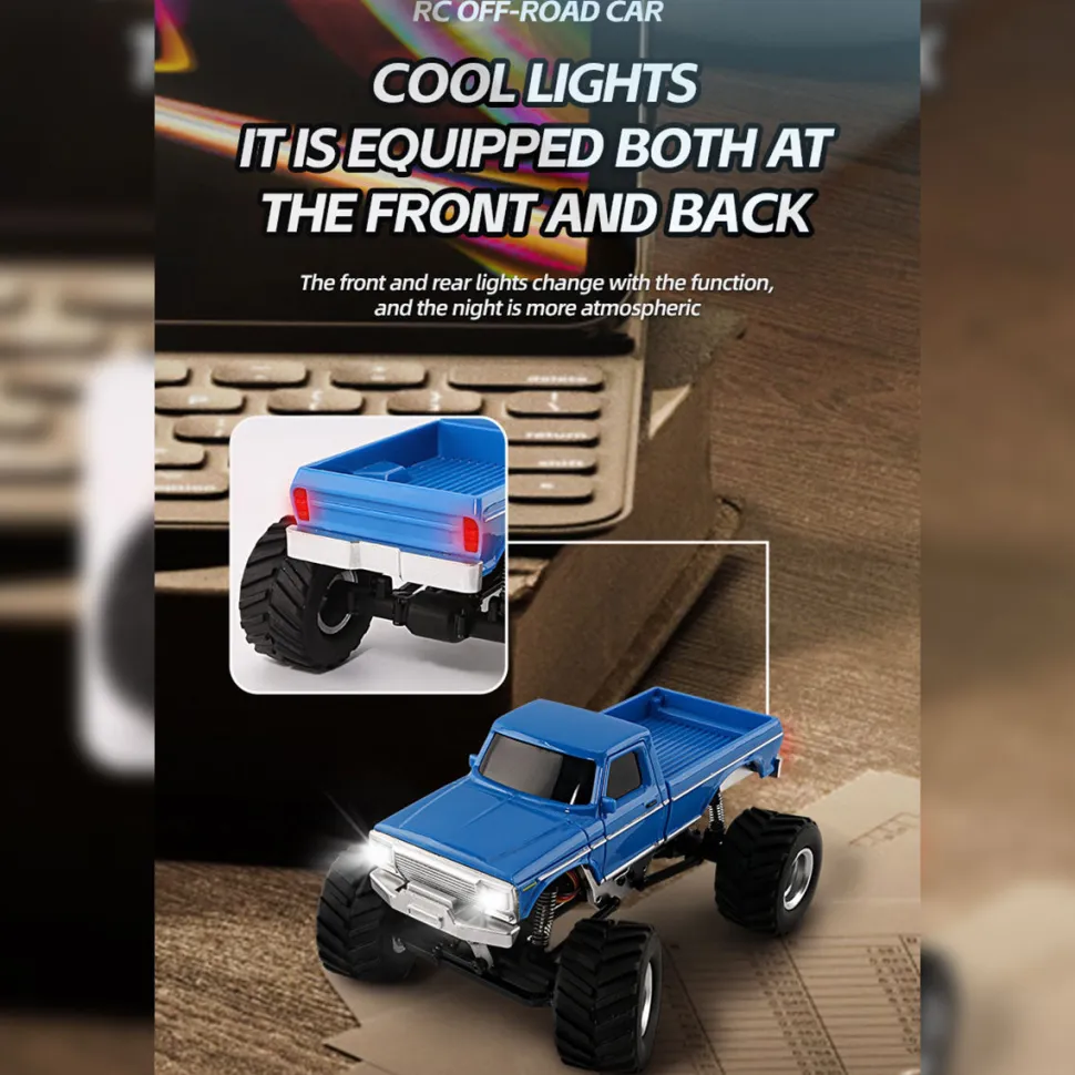 1/36 Scale 2.4G 4WD Proportional RC Off-Road Car – LED Lights, Long Battery Life