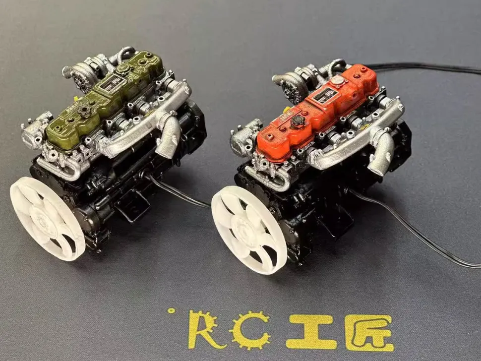 1/10 Scale Resin Inline Four-Cylinder Functional Vintage Diesel Engine Model for RC Crawlers