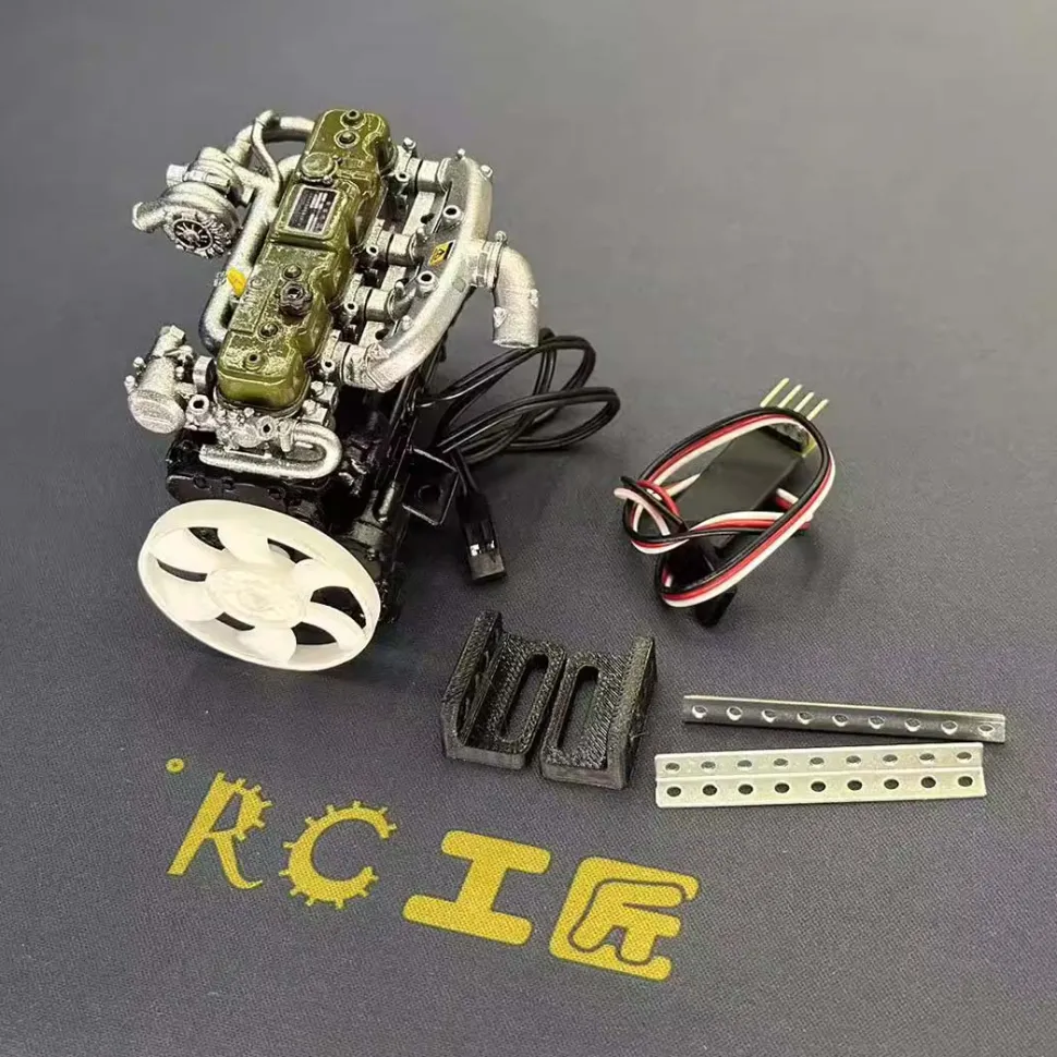 1/10 Scale Resin Inline Four-Cylinder Functional Vintage Diesel Engine Model for RC Crawlers