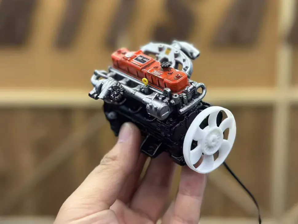 1/10 Scale Resin Inline Four-Cylinder Functional Vintage Diesel Engine Model for RC Crawlers