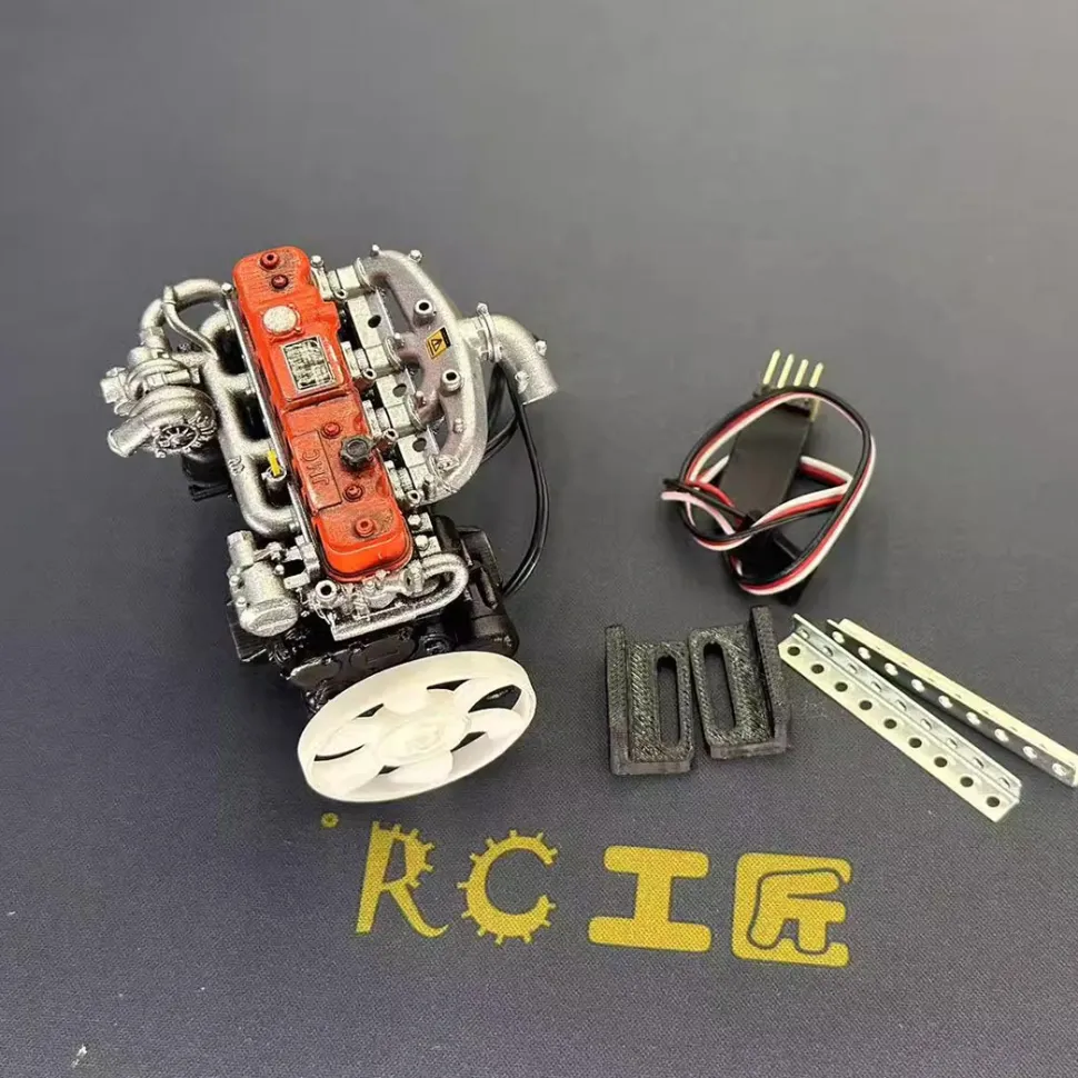 1/10 Scale Resin Inline Four-Cylinder Functional Vintage Diesel Engine Model for RC Crawlers
