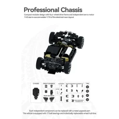 1/43 Scale 4WD RC Drift Car – Full-Proportional Control, Independent Suspension, LED Simulation Lights