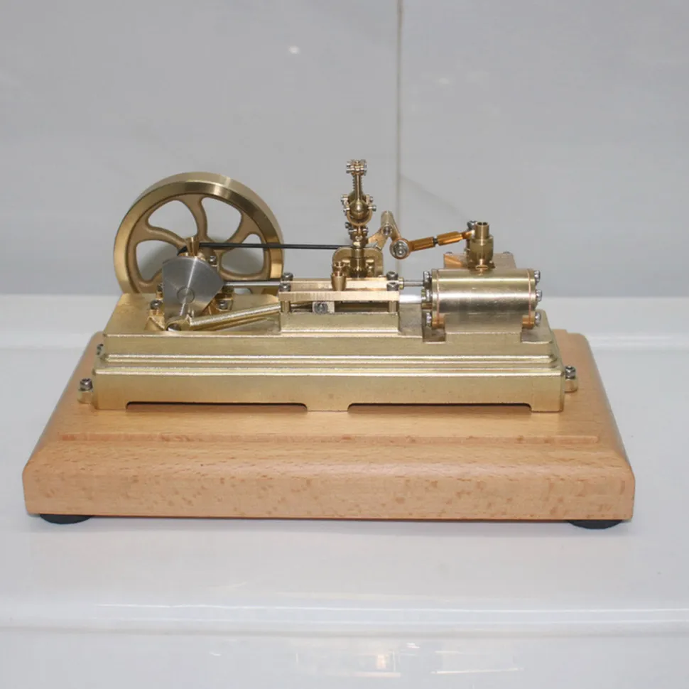 S10 1.7CC Mini Retro Horizontal Single-cylinder Reciprocating Double-acting Mill Steam Engine Model Toys with Speed Reducer