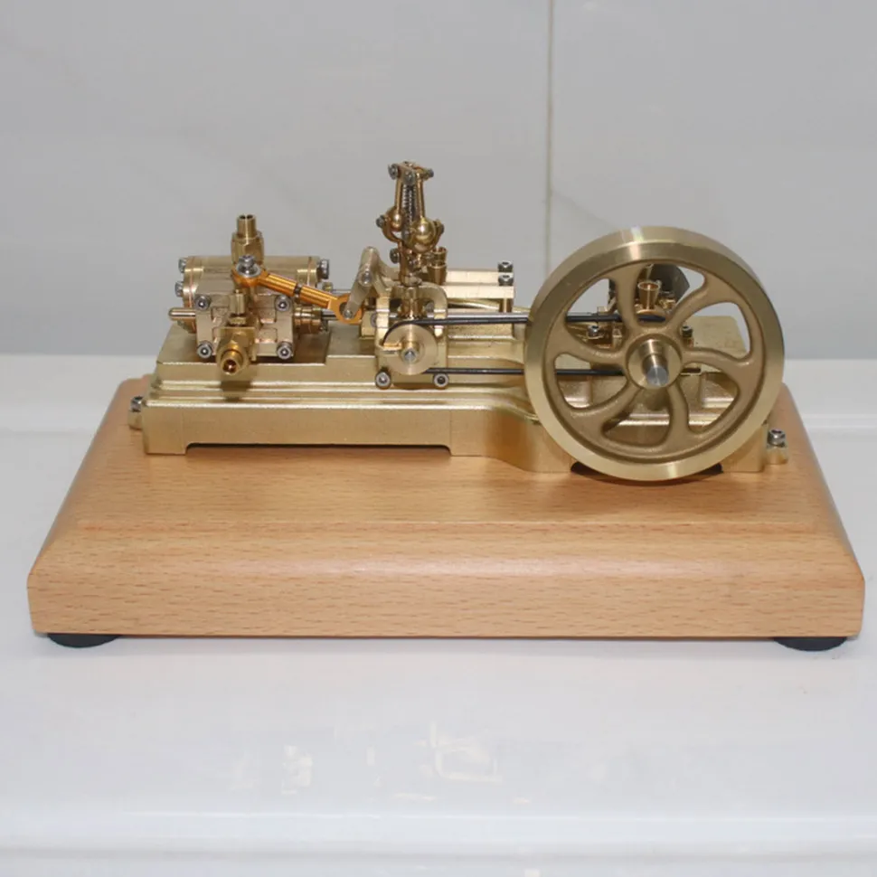 S10 1.7CC Mini Retro Horizontal Single-cylinder Reciprocating Double-acting Mill Steam Engine Model Toys with Speed Reducer