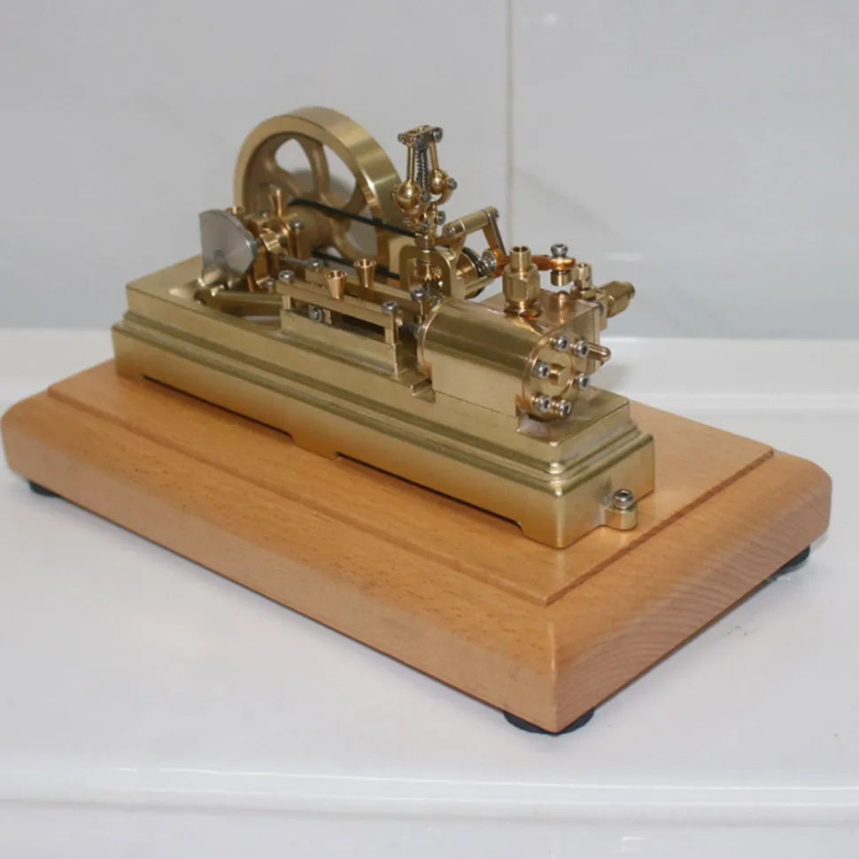 S10 1.7CC Mini Retro Horizontal Single-cylinder Reciprocating Double-acting Mill Steam Engine Model Toys with Speed Reducer