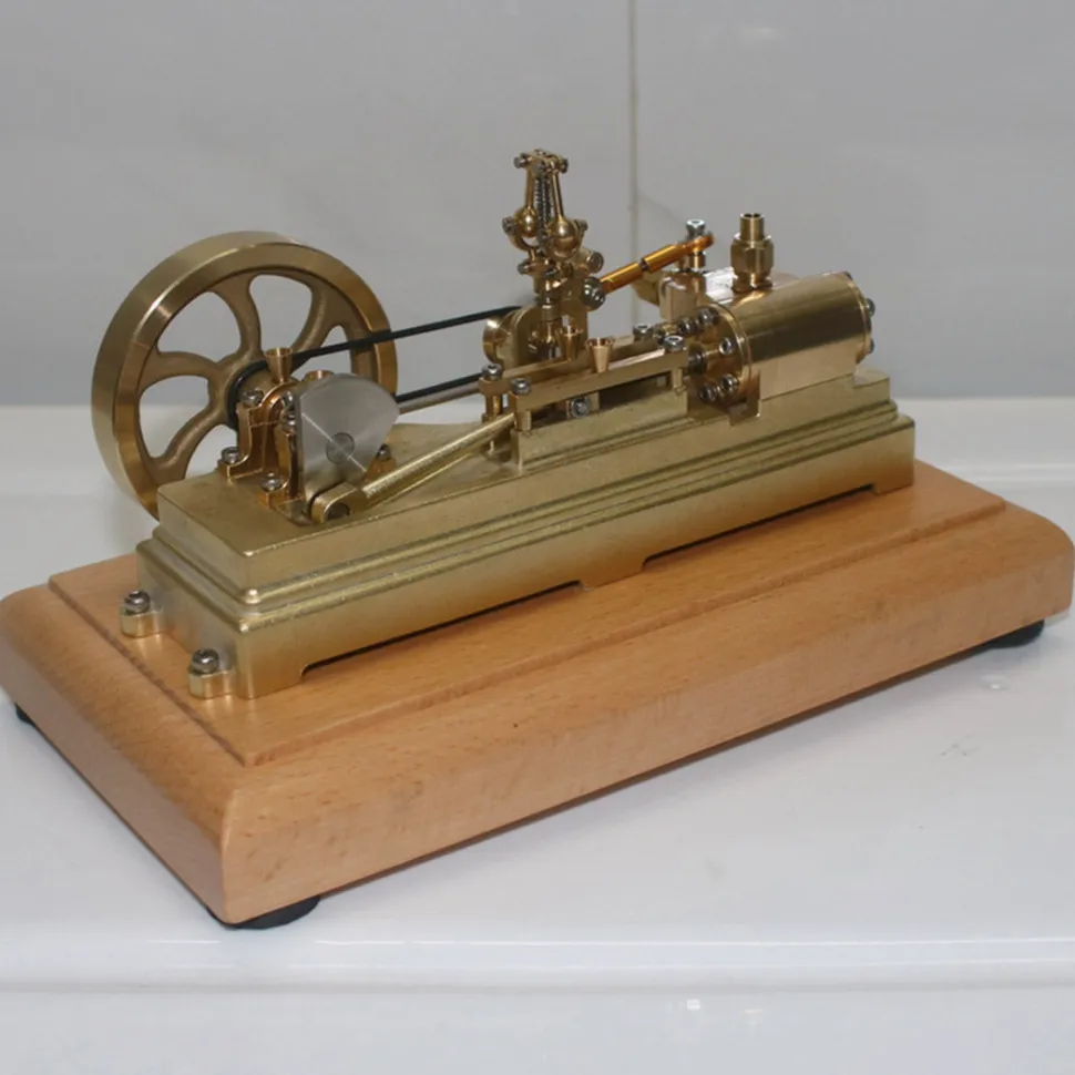 S10 1.7CC Mini Retro Horizontal Single-cylinder Reciprocating Double-acting Mill Steam Engine Model Toys with Speed Reducer