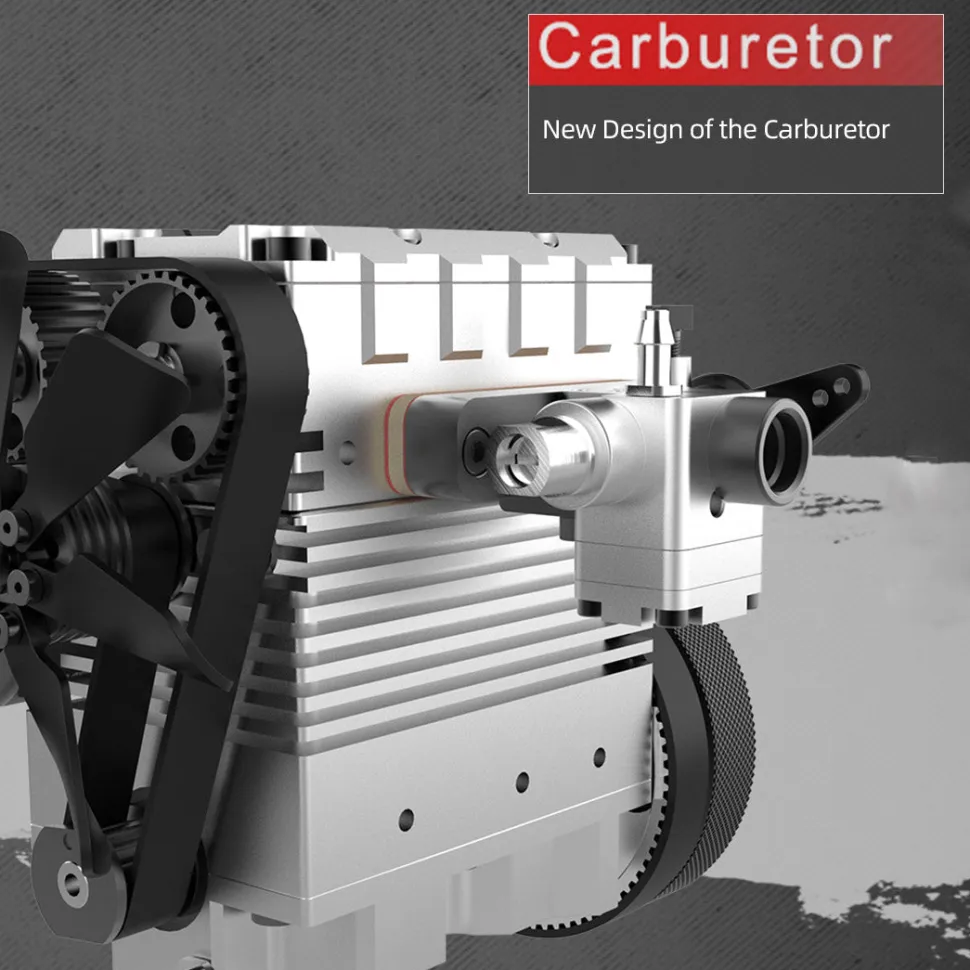 SEMTO ENGINE ST-NF2 7.0cc Mini Inline Double-cylinder Four-stroke Air-cooled Nitro Engine Model Kit