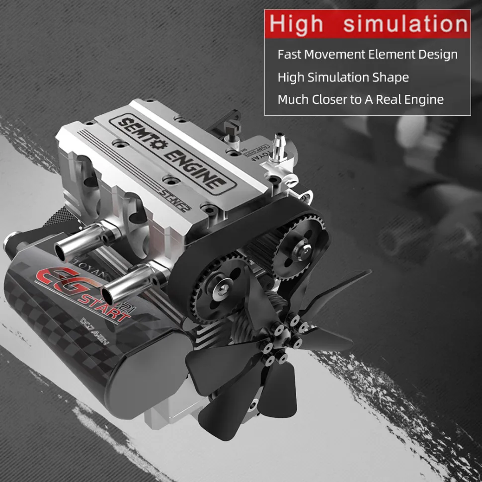 SEMTO ENGINE ST-NF2 7.0cc Mini Inline Double-cylinder Four-stroke Air-cooled Nitro Engine Model Kit