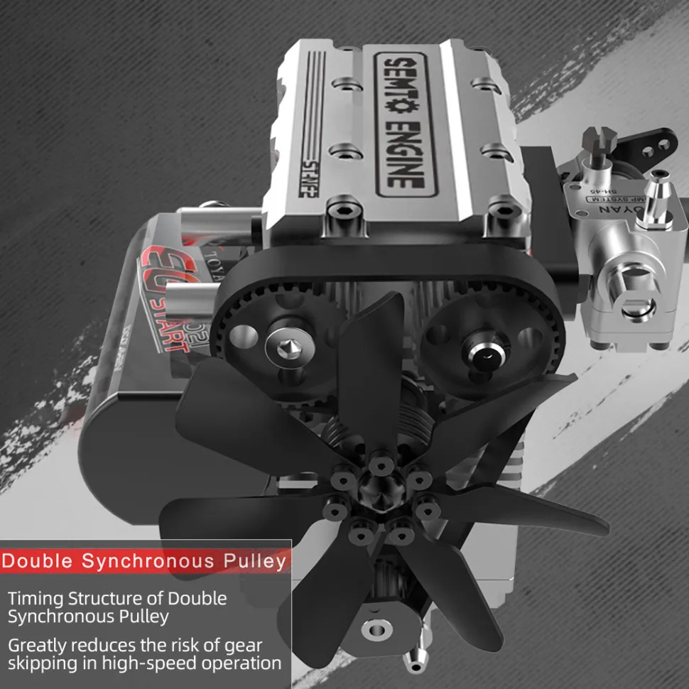 SEMTO ENGINE ST-NF2 7.0cc Mini Inline Double-cylinder Four-stroke Air-cooled Nitro Engine Model Kit