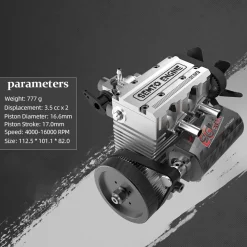 SEMTO ENGINE ST-NF2 7.0cc Mini Inline Double-cylinder Four-stroke Air-cooled Nitro Engine Model Kit