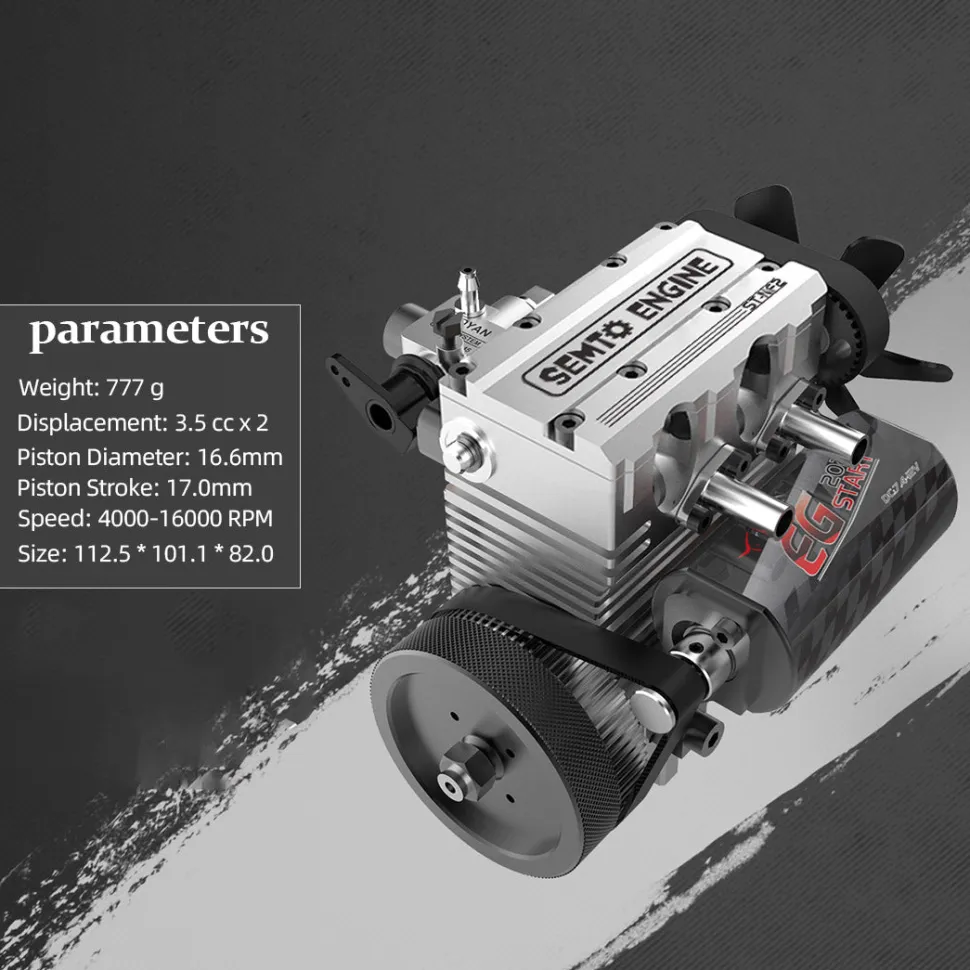 SEMTO ENGINE ST-NF2 7.0cc Mini Inline Double-cylinder Four-stroke Air-cooled Nitro Engine Model Kit