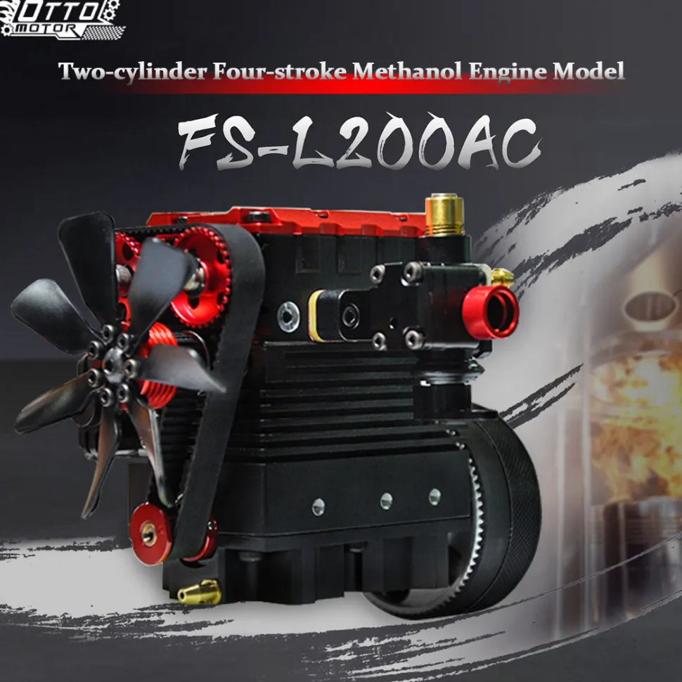 SEMTO ENGINE ST-NF2 7cc SOHC Inline 2 Cylinders 4 Stroke Air Cooled Nitro Engine Model Kit - FS-L200AC