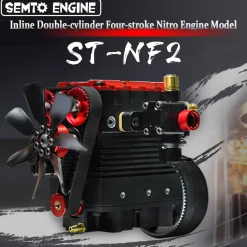 SEMTO ENGINE ST-NF2 7cc SOHC Inline 2 Cylinders 4 Stroke Air Cooled Nitro Engine Model Kit - FS-L200AC