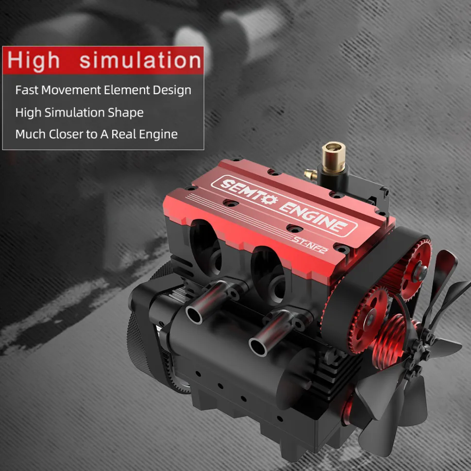 SEMTO ENGINE ST-NF2 7cc SOHC Inline 2 Cylinders 4 Stroke Air Cooled Nitro Engine Model Kit - FS-L200AC