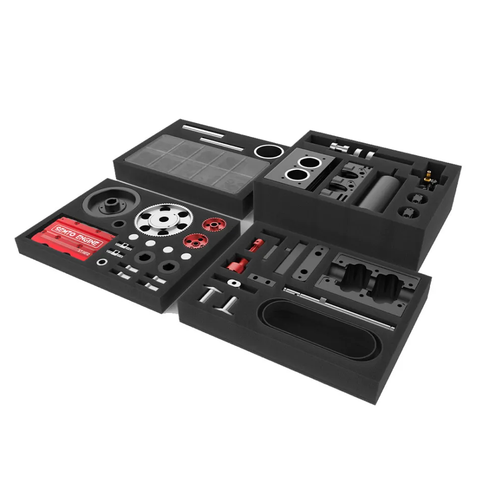 SEMTO ST-NF2 Engine 7cc SOHC Inline 2 Cylinders 4 Stroke Air Cooled Nitro Engine Model Kit - Build Your Own Engine that Works