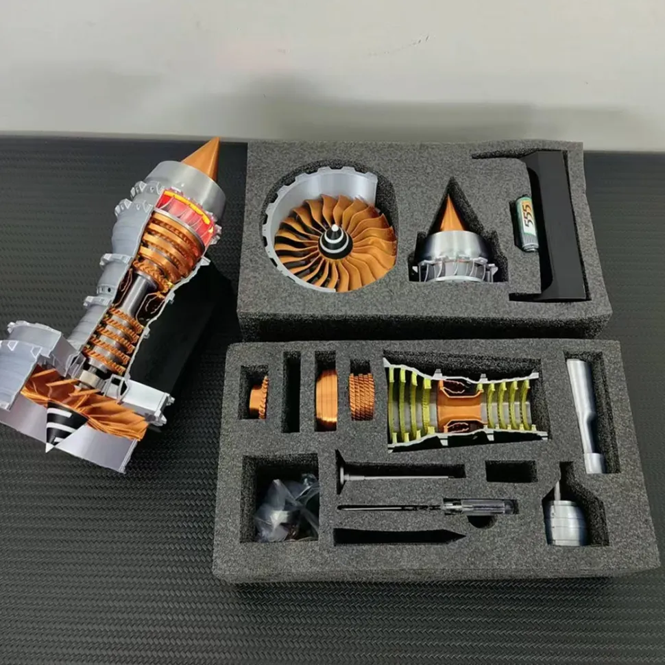 SKYMECHMAN TRENT900 Turbofan Engine Model Kit with LED Light - Turbofan Engine that Works