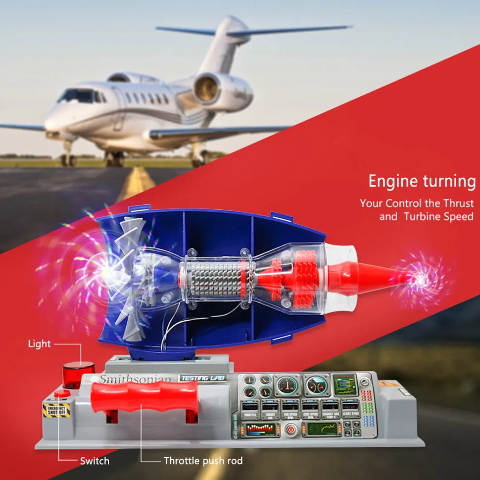 Smithsonian Jet Works Advanced Science Kit - Build Your Own Jet Engine - DIY Assembly Turbofan Jet Engine Model Kit