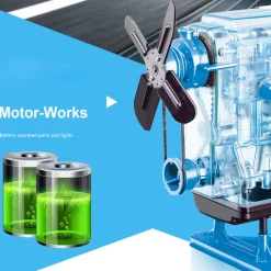 Smithsonian Motor Works Advanced Science Kit - Build Your Own 4 Cylinder Engine Model Kit - DIY Assembly Combustion Engine Kit