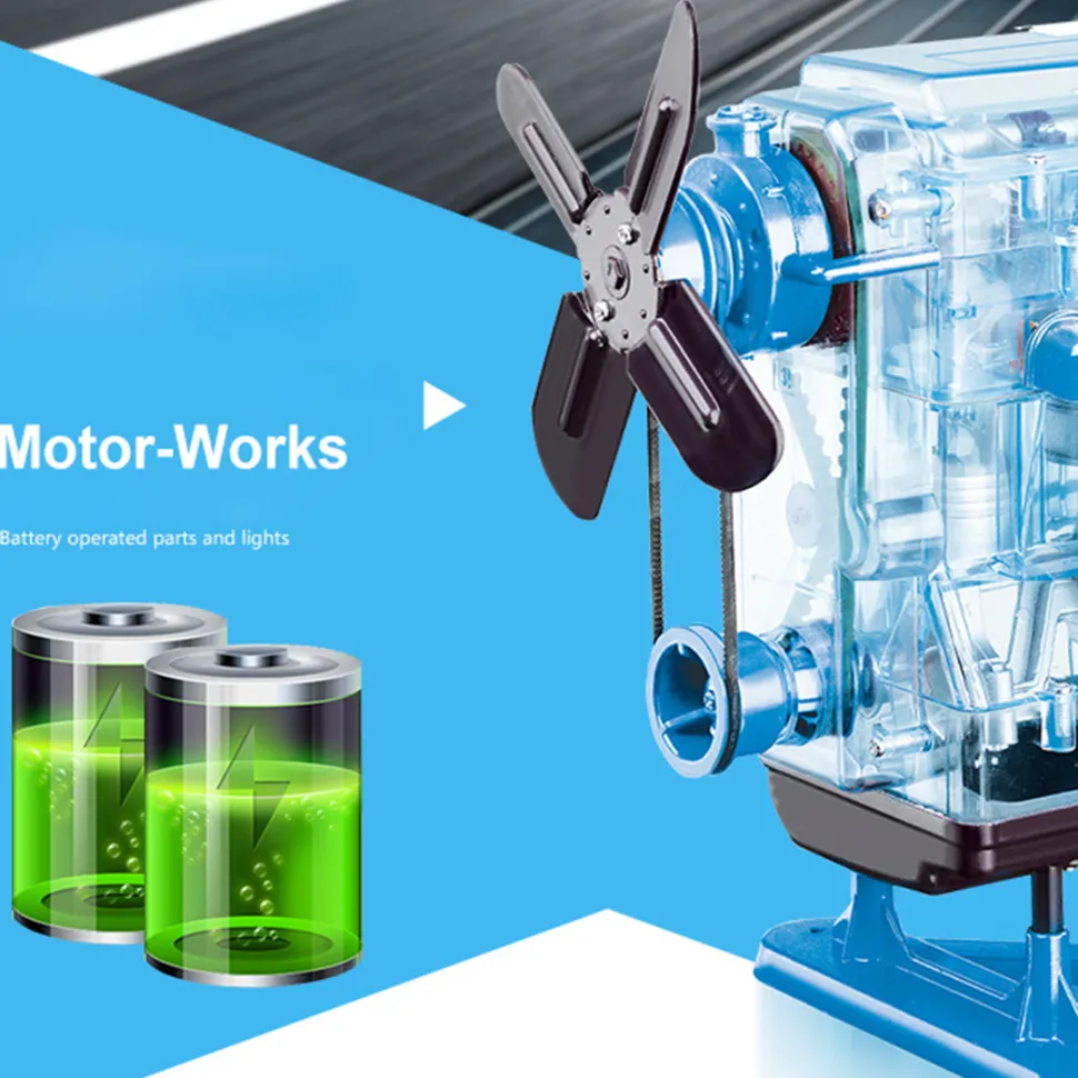 Smithsonian Motor Works Advanced Science Kit - Build Your Own 4 Cylinder Engine Model Kit - DIY Assembly Combustion Engine Kit