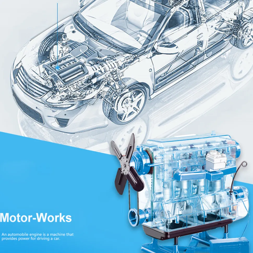 Smithsonian Motor Works Advanced Science Kit - Build Your Own 4 Cylinder Engine Model Kit - DIY Assembly Combustion Engine Kit