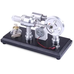 Stirling Engine Kit Double-Cylinder Stirling Engine Generator Electricity with Colorful LED Lights