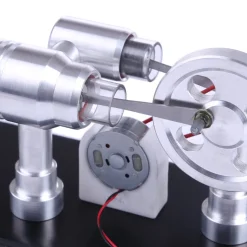 Stirling Engine Kit Double-Cylinder Stirling Engine Generator Electricity with Colorful LED Lights