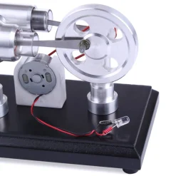 Stirling Engine Kit Double-Cylinder Stirling Engine Generator Electricity with Colorful LED Lights