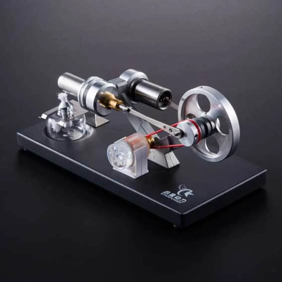 Stirling Engine Kit Unassembled Engine Kit Electricity Generator with 4 LED Light - Perfect Gift Choice