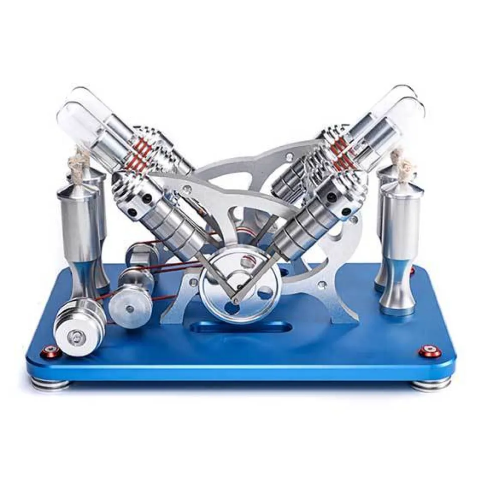 Stirling Engine Kit V4 4 Cylinder Stirling Engine External Combustion Engine Model - Enginediy