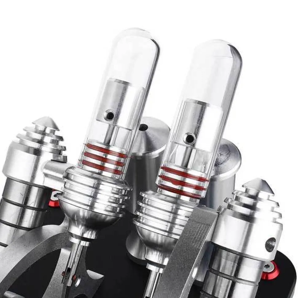 Stirling Engine Kit V4 4 Cylinder Stirling Engine External Combustion Engine Model - Enginediy