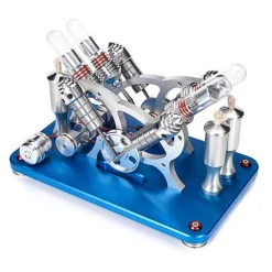 Stirling Engine Kit V4 4 Cylinder Stirling Engine External Combustion Engine Model - Enginediy