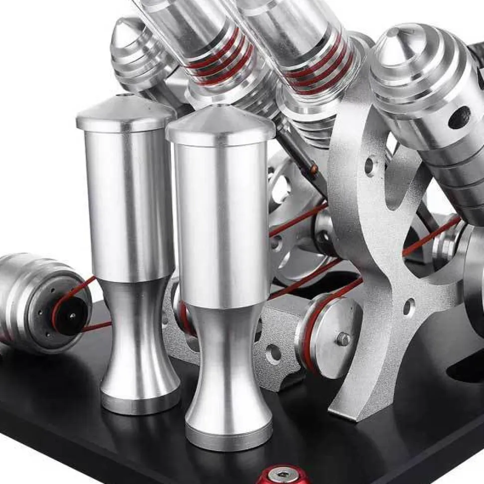Stirling Engine Kit V4 4 Cylinder Stirling Engine External Combustion Engine Model - Enginediy