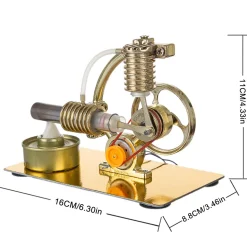 Stirling Engine L-Shape Single Cylinder Stirling Engine Generator Model with Big Bulb