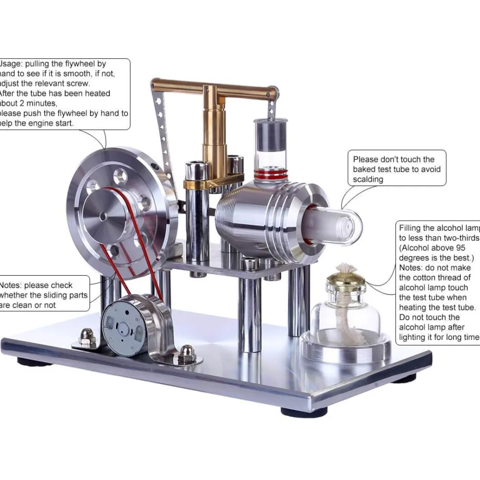 Stirling Engine Model Hot Air Stirling Engine Electricity Generator with Colorful LED - Enginediy