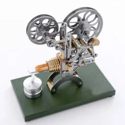 Stirling Engine Retro Film Projector Engine Model External Combustion Engine with Metal Base - Perfect Gift Choice