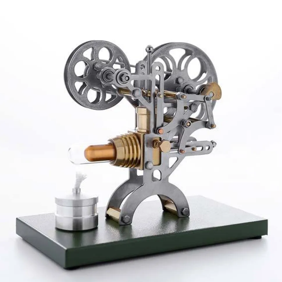 Stirling Engine Retro Film Projector Engine Model External Combustion Engine with Metal Base - Perfect Gift Choice