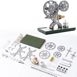 Stirling Engine Retro Film Projector Engine Model External Combustion Engine with Metal Base - Perfect Gift Choice