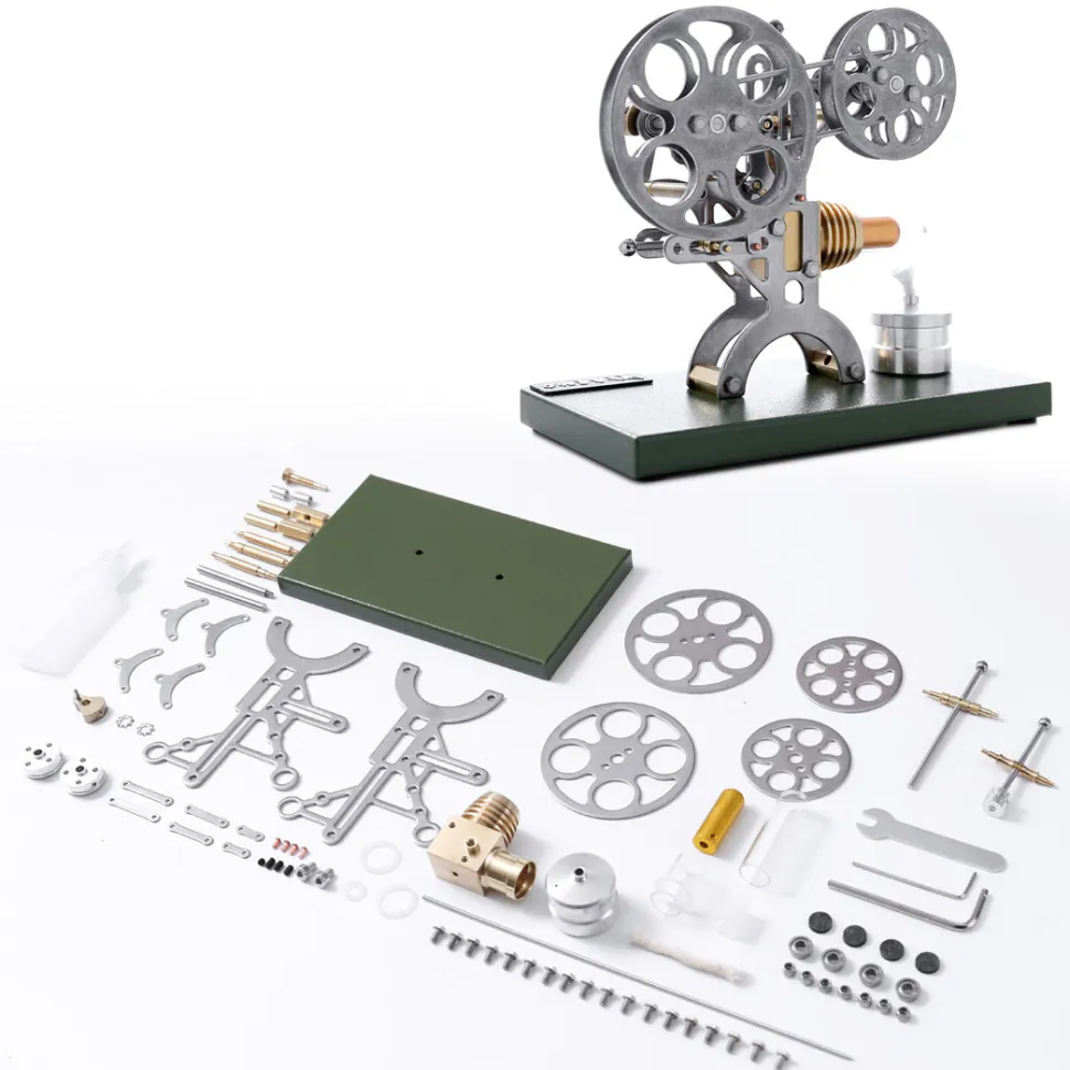 Stirling Engine Retro Film Projector Engine Model External Combustion Engine with Metal Base - Perfect Gift Choice