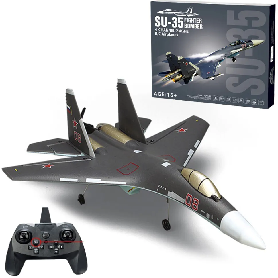 SU35 2.4G RC Airplane 4CH Fighter Airplane Plane Boys' Electric Aircraft Toy Gift (RTF Version)