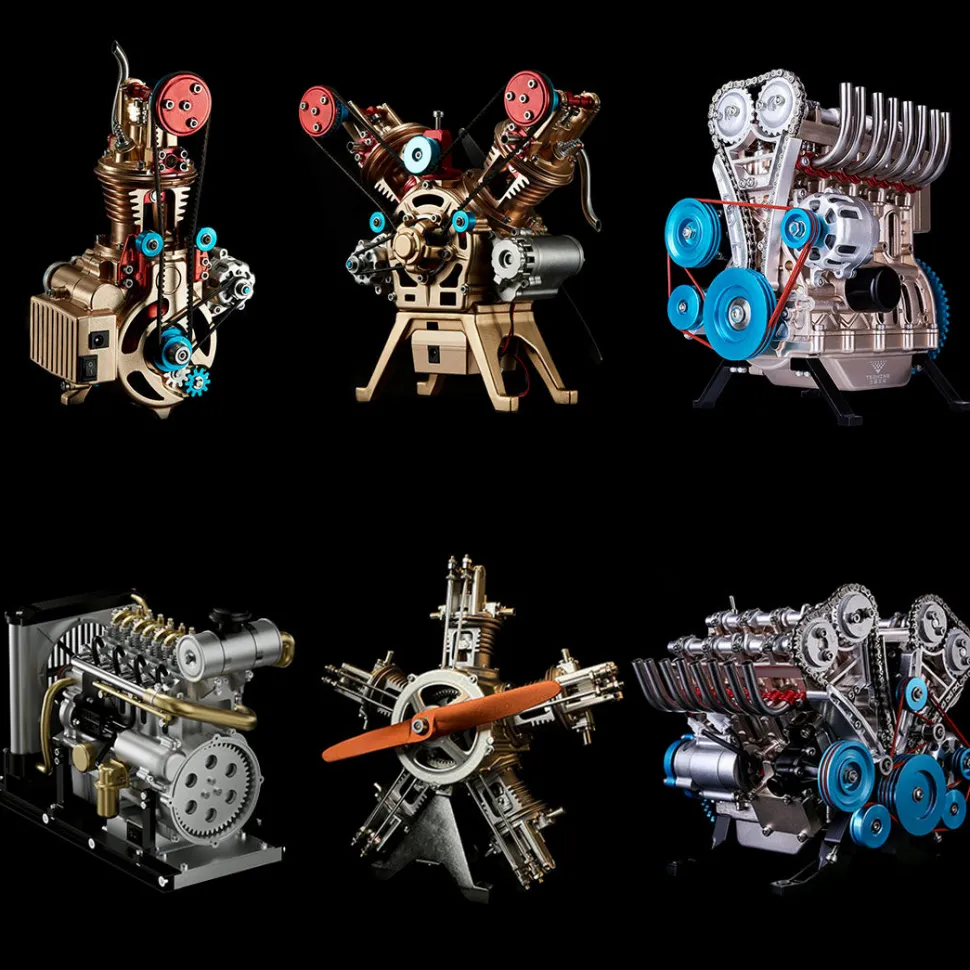TECHING Full Metal Car Engine Model Kit That Works - Build Your Own Engines - Gift Collection