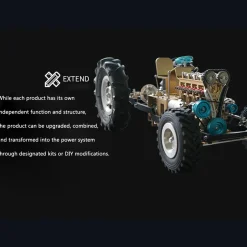 TECHING L4 Engine Model Kit that Works - Build Your Own Engine - Full Metal 4 Cylinder Car Engine Kit Car Engine Model