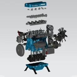 TECHING L4 Engine Model Kit that Works - Build Your Own Engine - Full Metal 4 Cylinder Car Engine Kit Car Engine Model