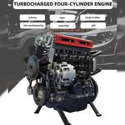 TECHING L4 Engine Model Kit that Works - Build Your Own Engine - Full Metal 4 Cylinder Car Engine Kit Car Engine Model Upgraded Version