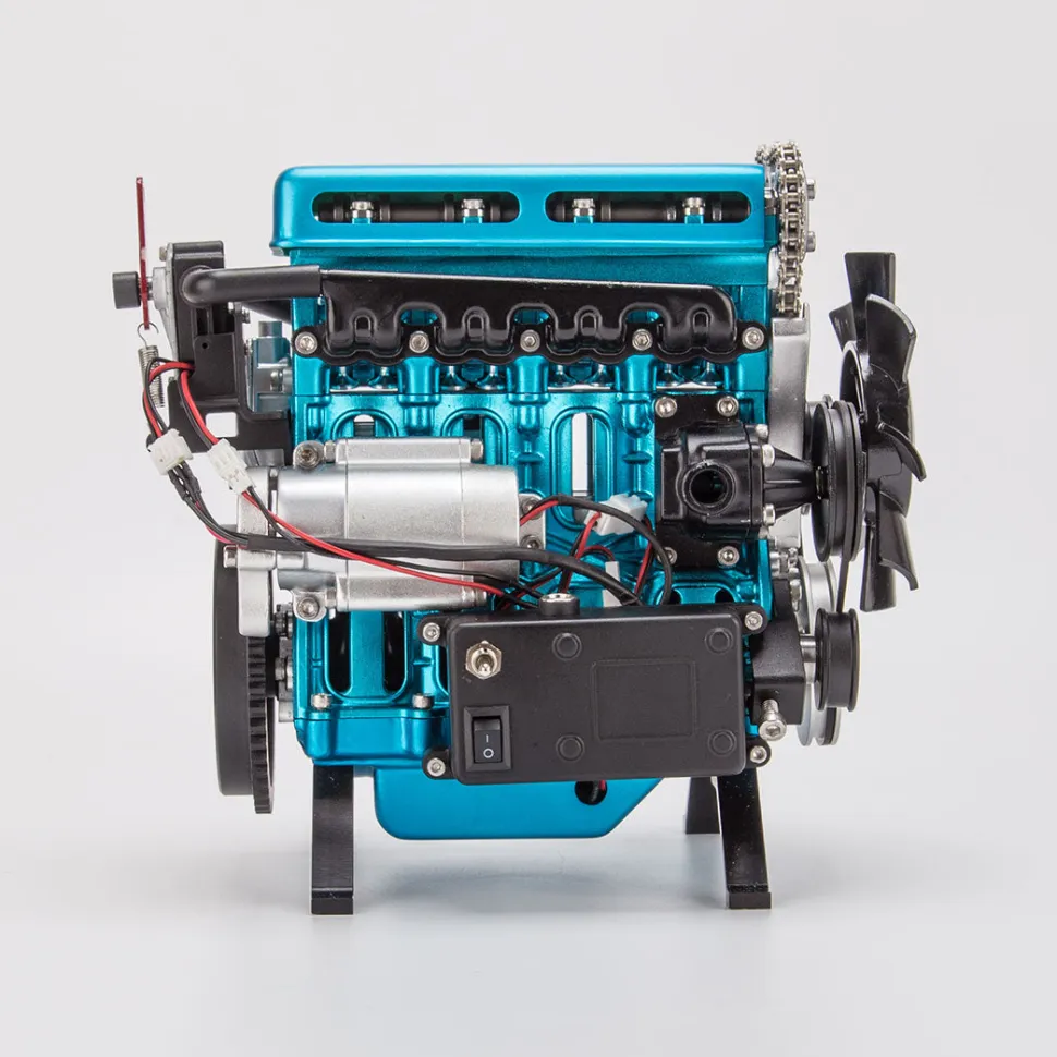 TECHING L4 Engine Model Kit that Works - Build Your Own Engine - Full Metal 4 Cylinder Car Engine Kit Car Engine Model Upgraded Version