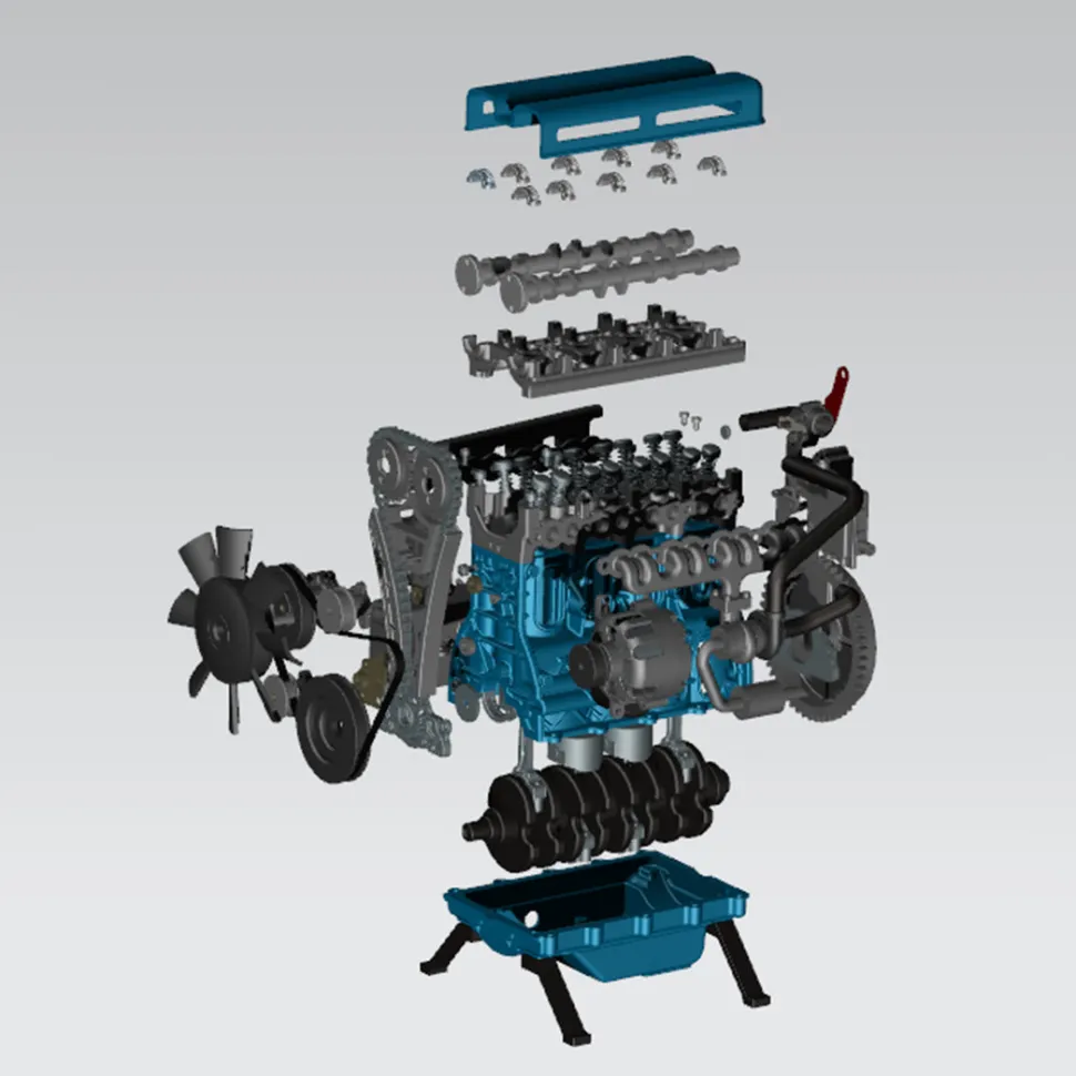 TECHING L4 Engine Model Kit that Works - Build Your Own Engine - Full Metal 4 Cylinder Car Engine Kit Car Engine Model Upgraded Version