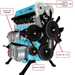 TECHING L4 Engine Model Kit that Works - Build Your Own Engine - Full Metal 4 Cylinder Car Engine Kit Car Engine Model Upgraded Version