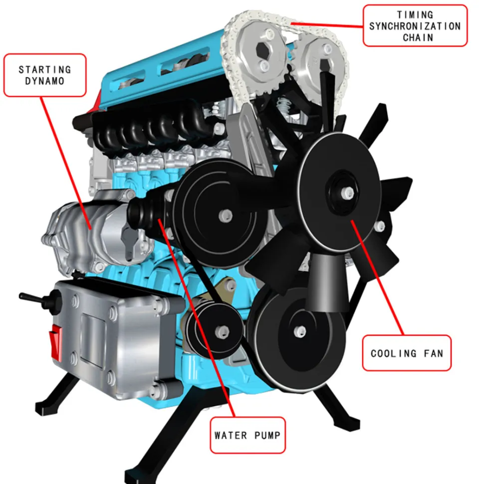 TECHING L4 Engine Model Kit that Works - Build Your Own Engine - Full Metal 4 Cylinder Car Engine Kit Car Engine Model Upgraded Version